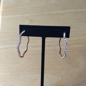 Hoop Earrings Rose Gold CZ Sparkle